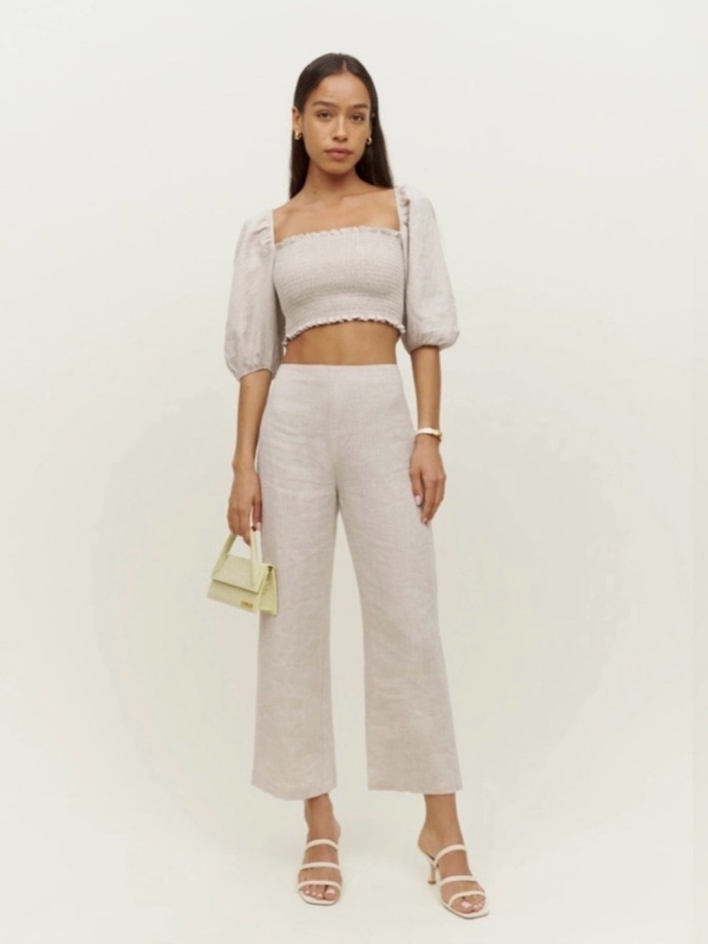 Reformation Wide-Leg Linen Pants - Light Taupe
